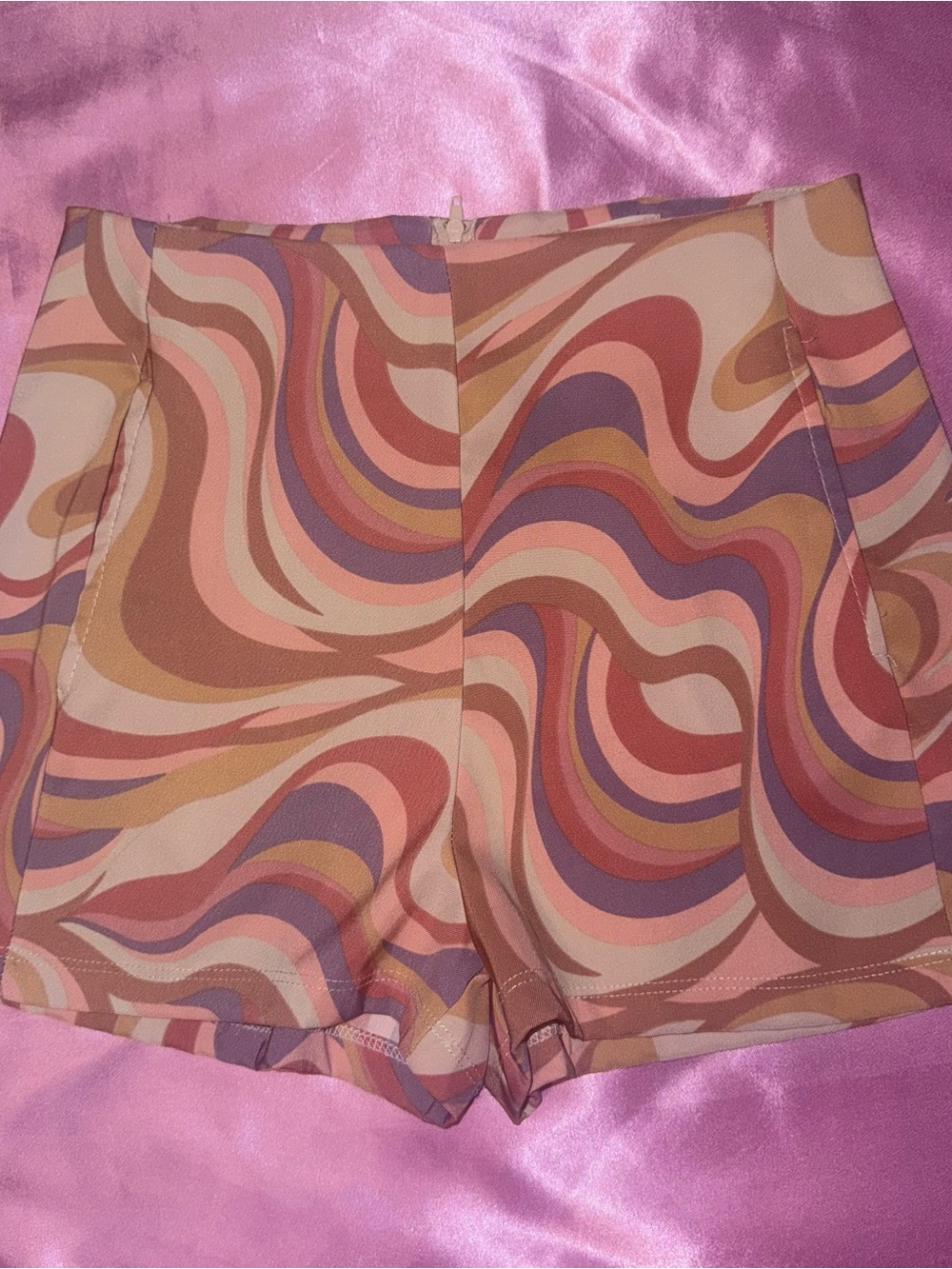 High-Waist Swirl Print Alter’d State Shorts - Pink Multi